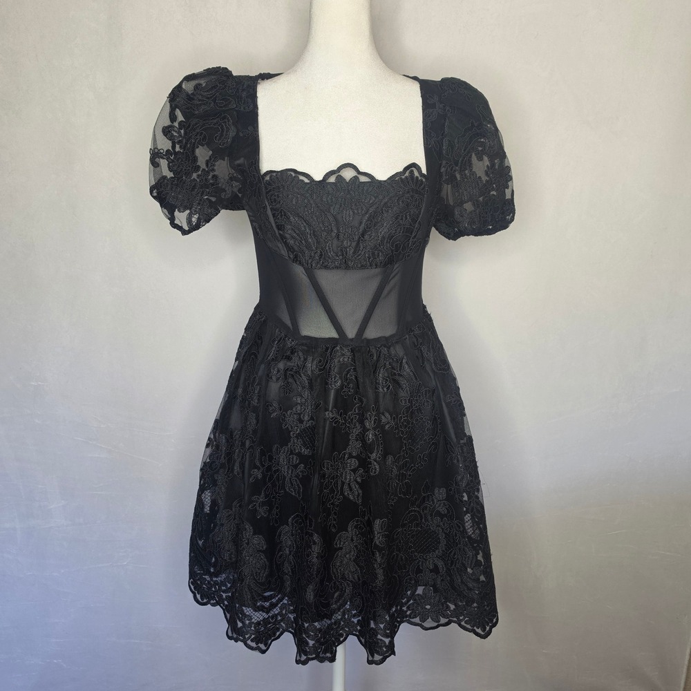 Dollskill Widow In Distress Darkness Romantic Goth Mini Dress Size M